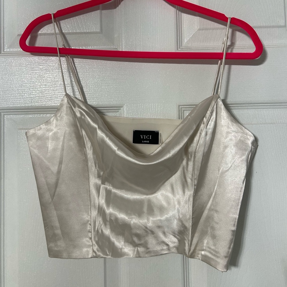 Vici Cream Satin Cowl Neck Camisole